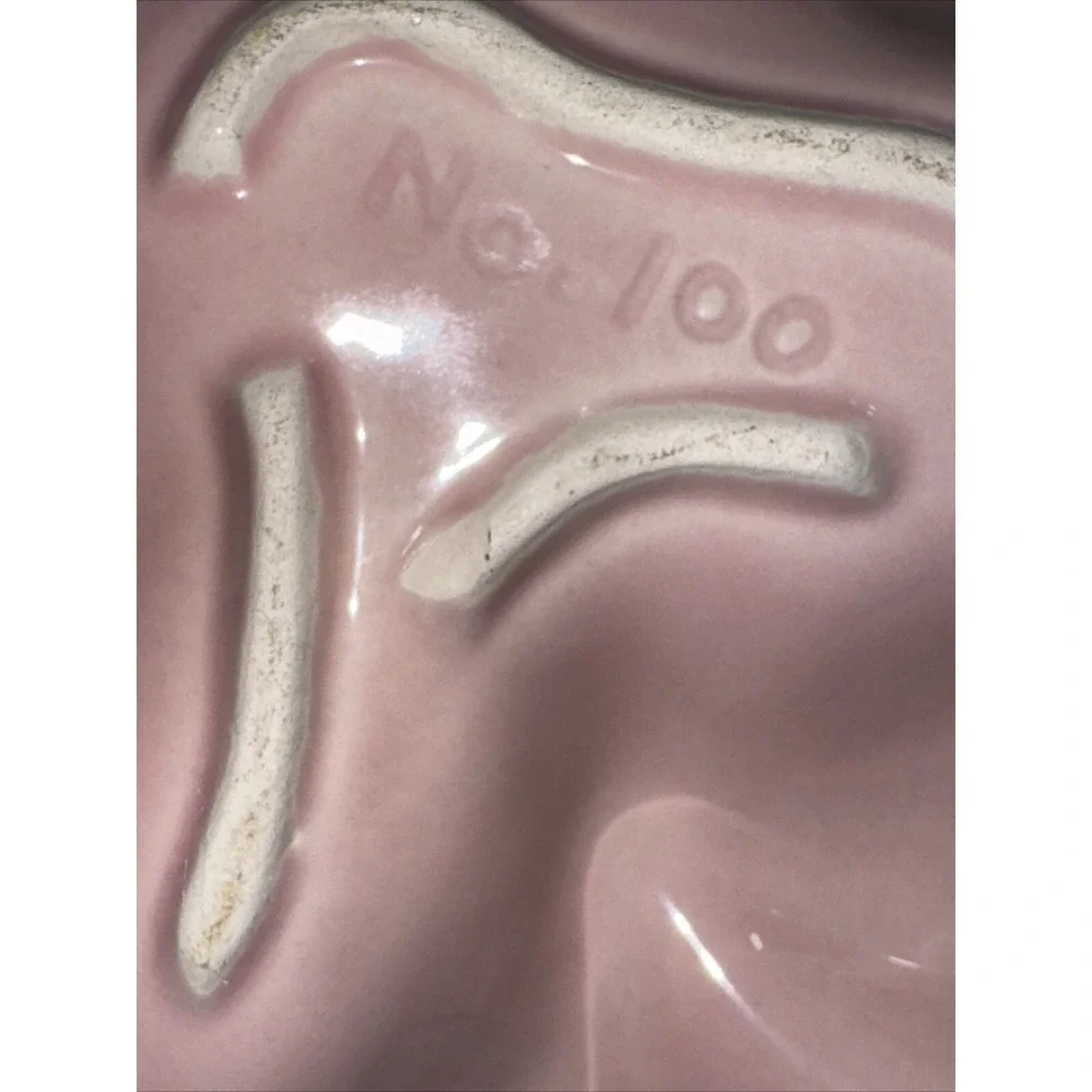 Vtg MCM USA Pottery Divided Sectioned BlushLeaf Ceramic Candy Dish Handle No 100